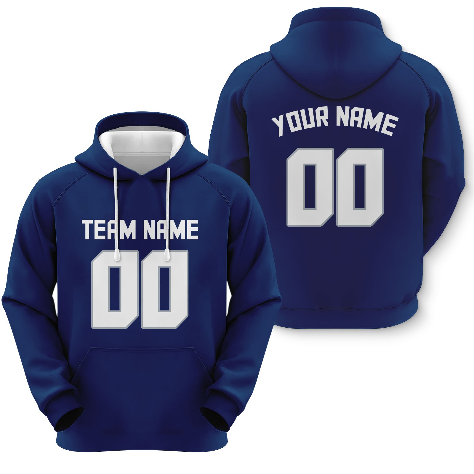 Custom Navy White-Gray Sports Pullover  Sweatshirt Football Hoodie