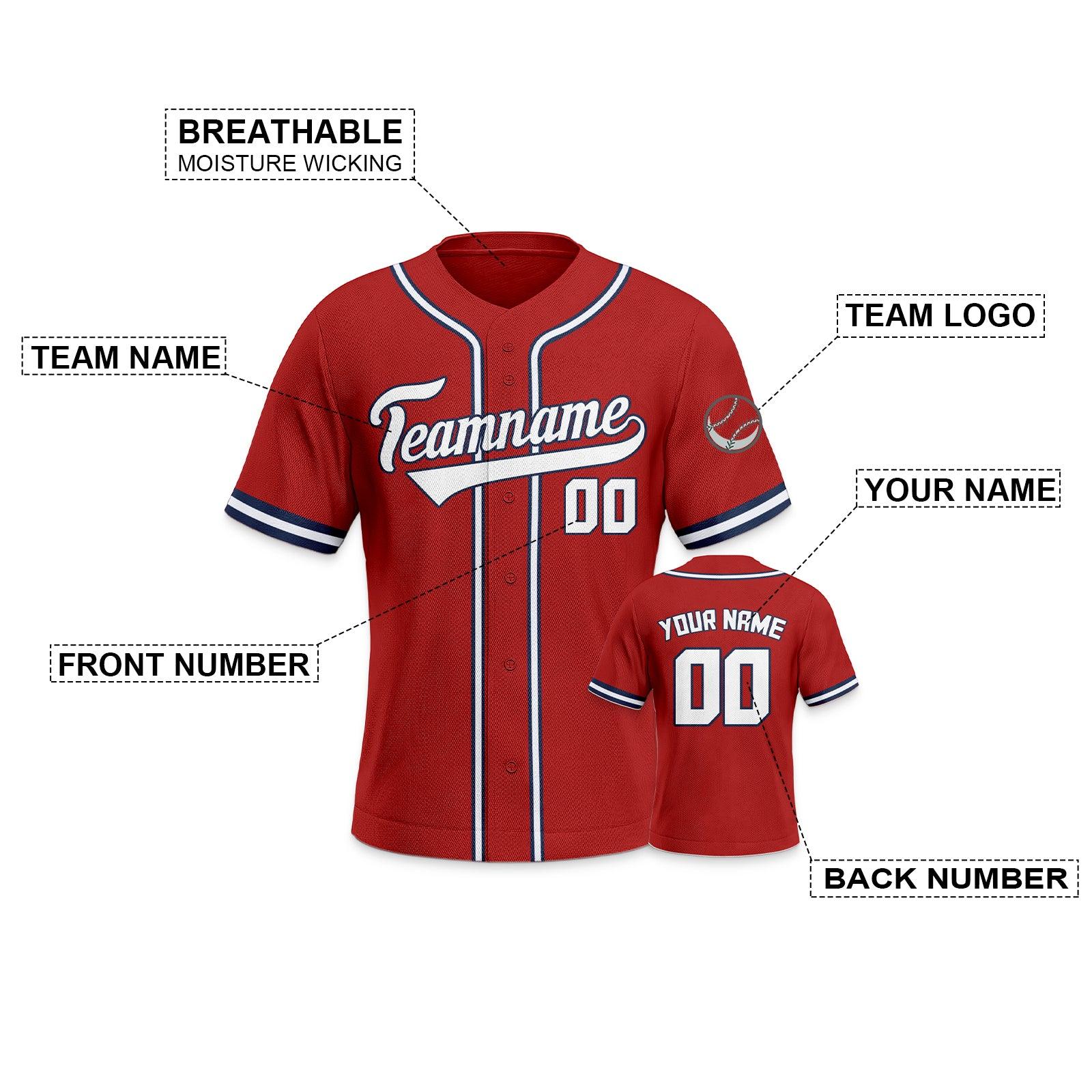 Custom Red White-Navy Authentic Classic Baseball Jersey