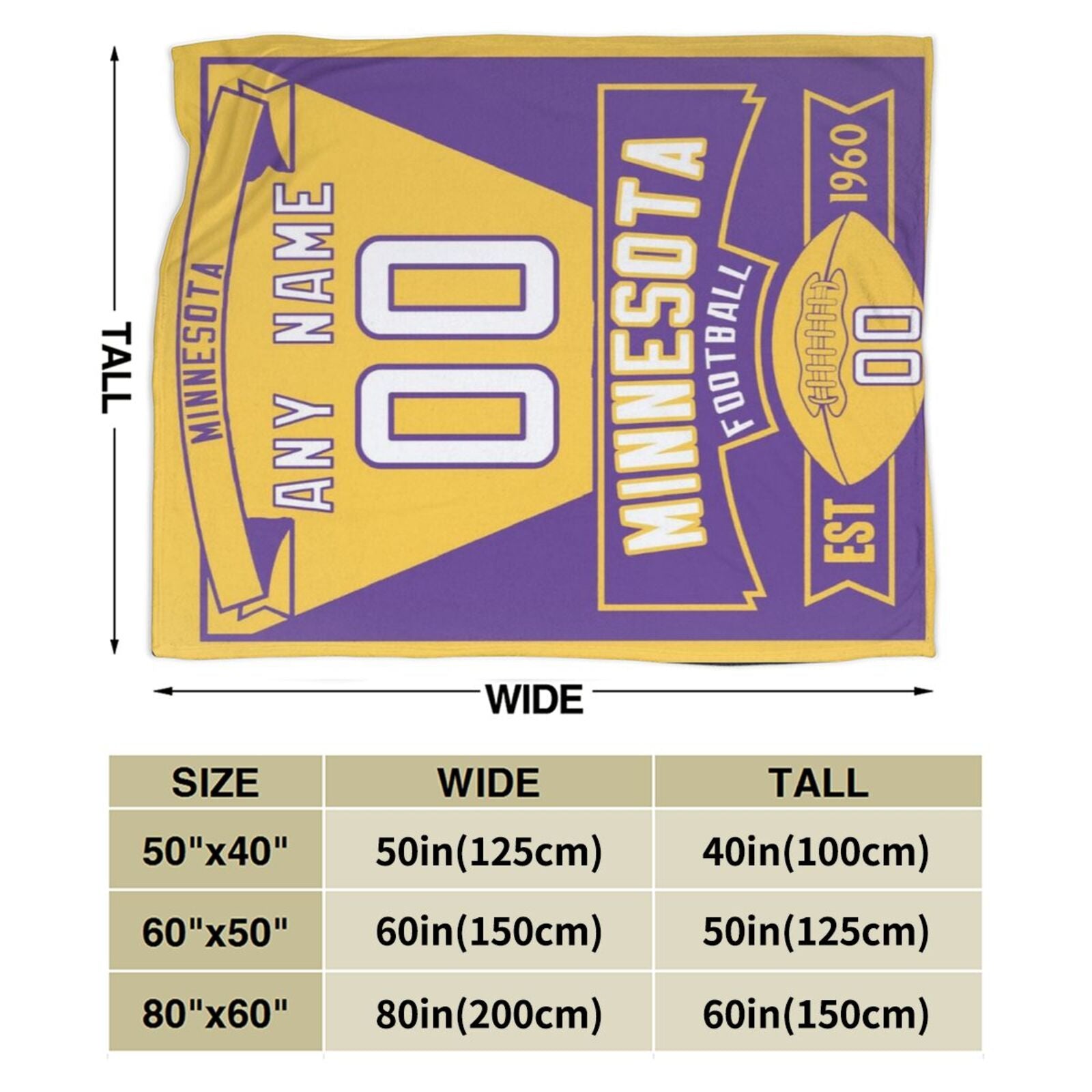 Custom Football City Minnesota Fleece Throw Blanket With Name Number for Fans Gifts