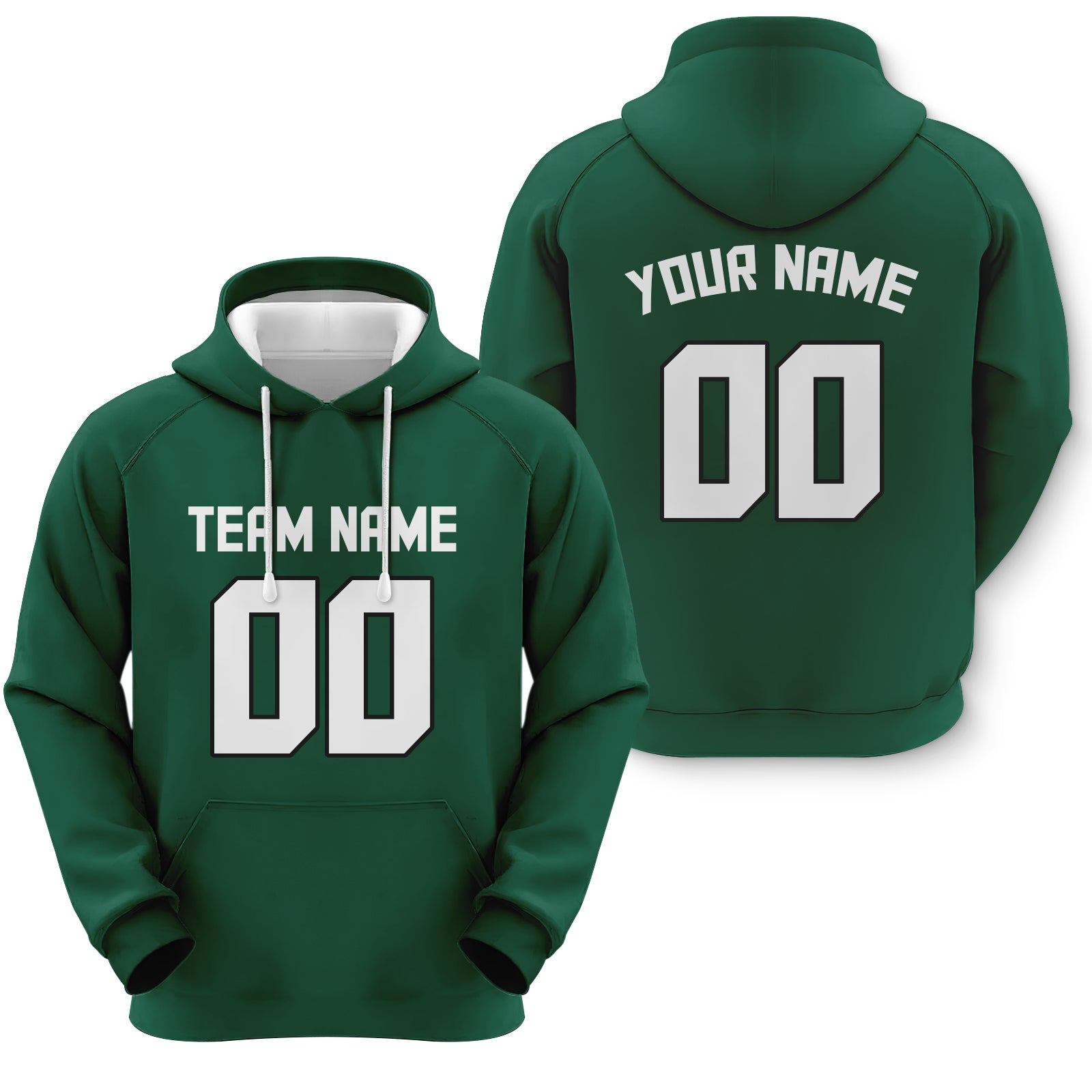 Custom Green White-Black Sports Pullover  Sweatshirt Football Hoodie