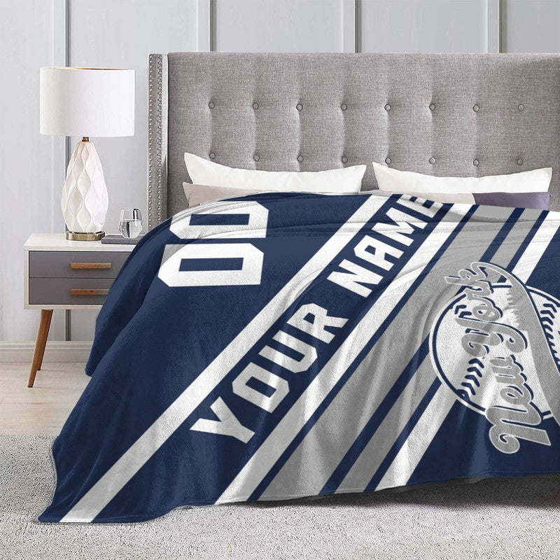 Custom Baseball New York   Fleece Throw Blanket With Name Number for Fans Gifts1