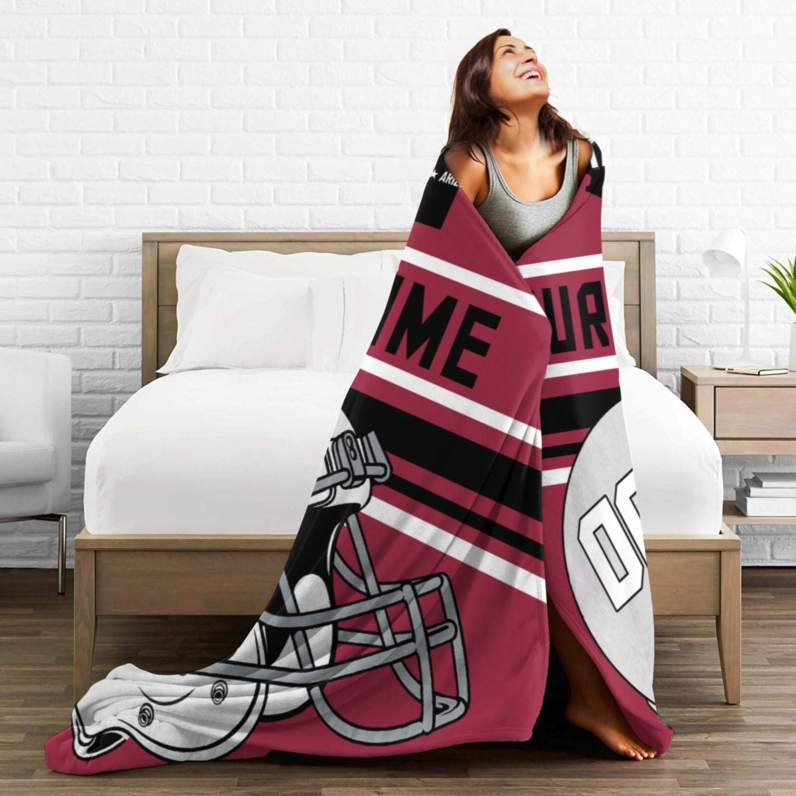 Custom Football City Map Arizona Fleece Throw Blanket Name Number for Fans Gifts