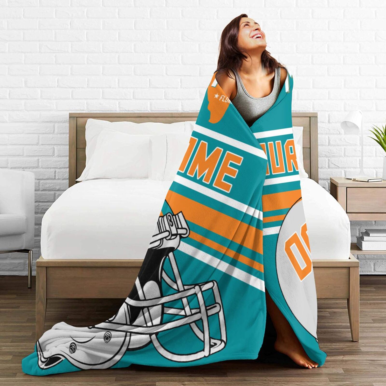 Custom Football City Map Miami Fleece Throw Blanket Name Number for Fans Gifts1