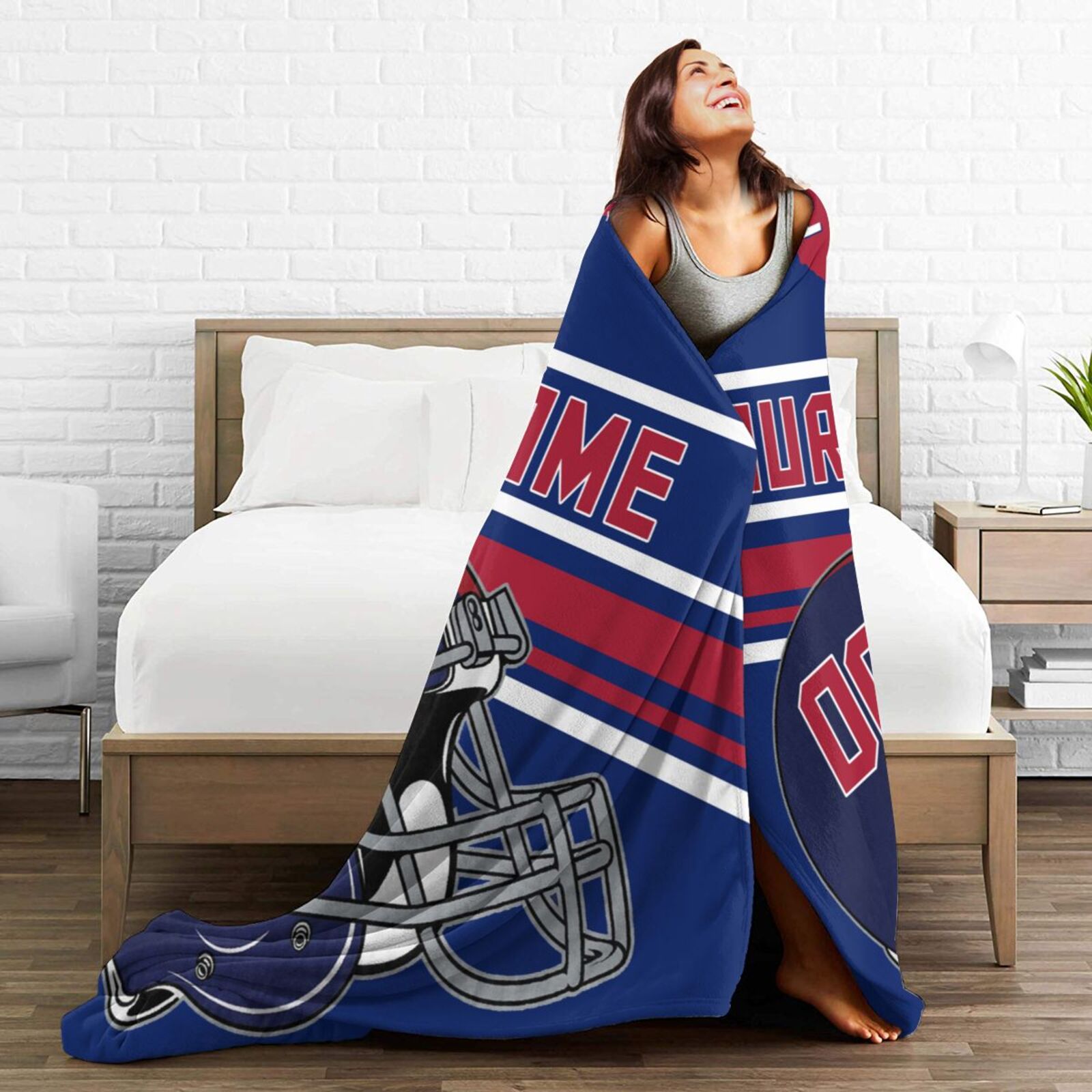 Custom Football City Map New York Fleece Throw Blanket Name Number for Fans Gifts