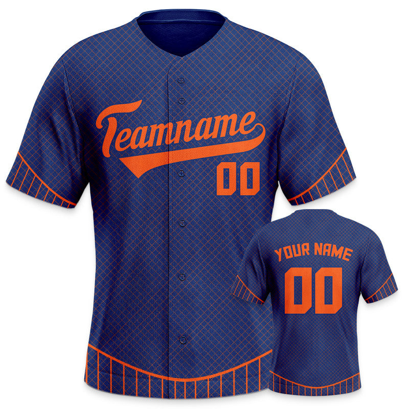 Custom Navy Orange Creative  Cool Concept Authentic Baseball Jersey