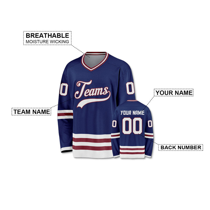 Custom Royal White-Crimson Authentic Hockey Jersey