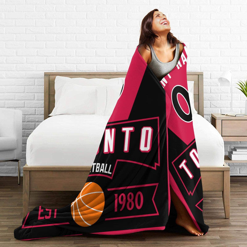 Custom Basketball Toronto Fleece Throw Blanket With Name Number for Fans Gifts