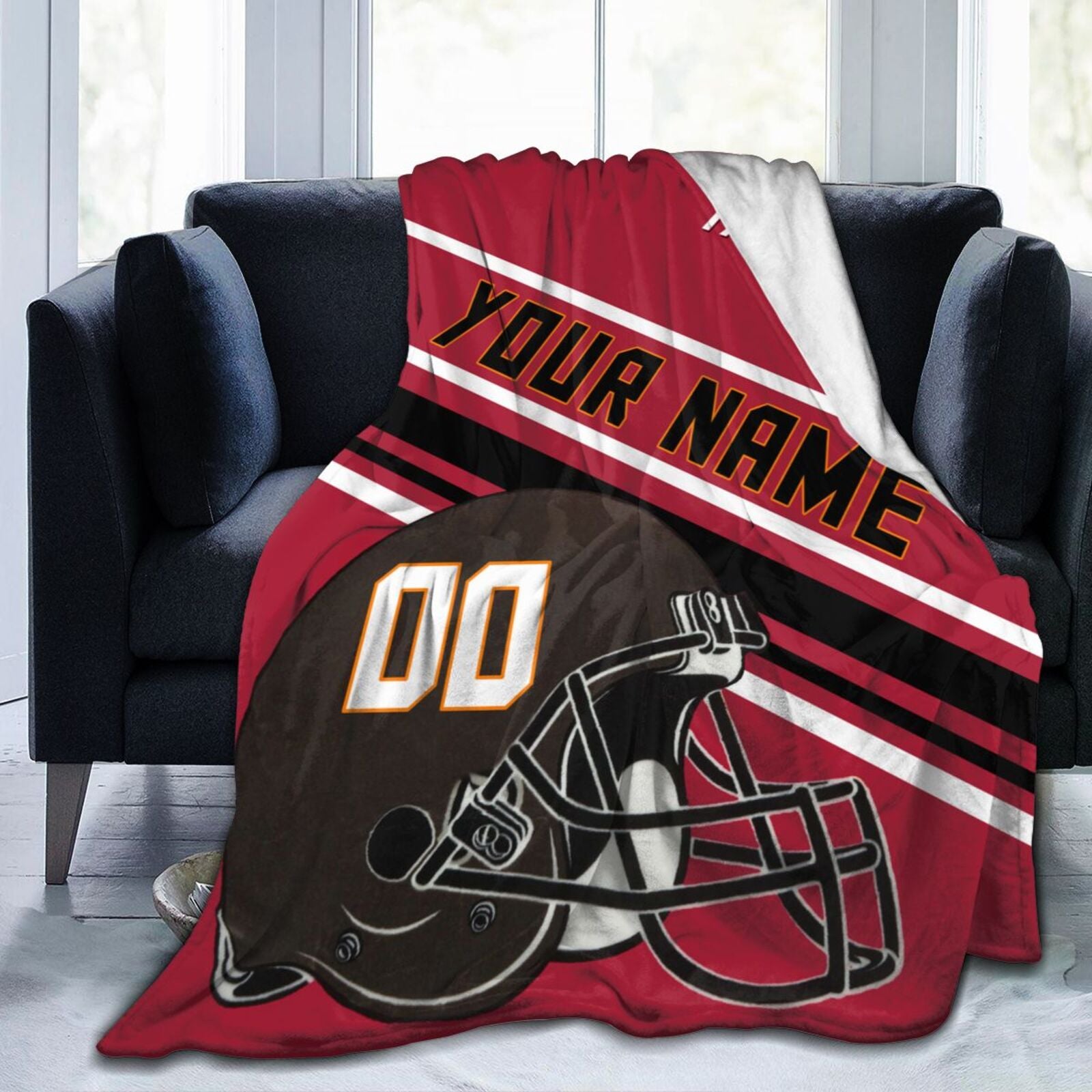 Custom Football City Map Tampa Bay Fleece Throw Blanket Name Number for Fans Gifts