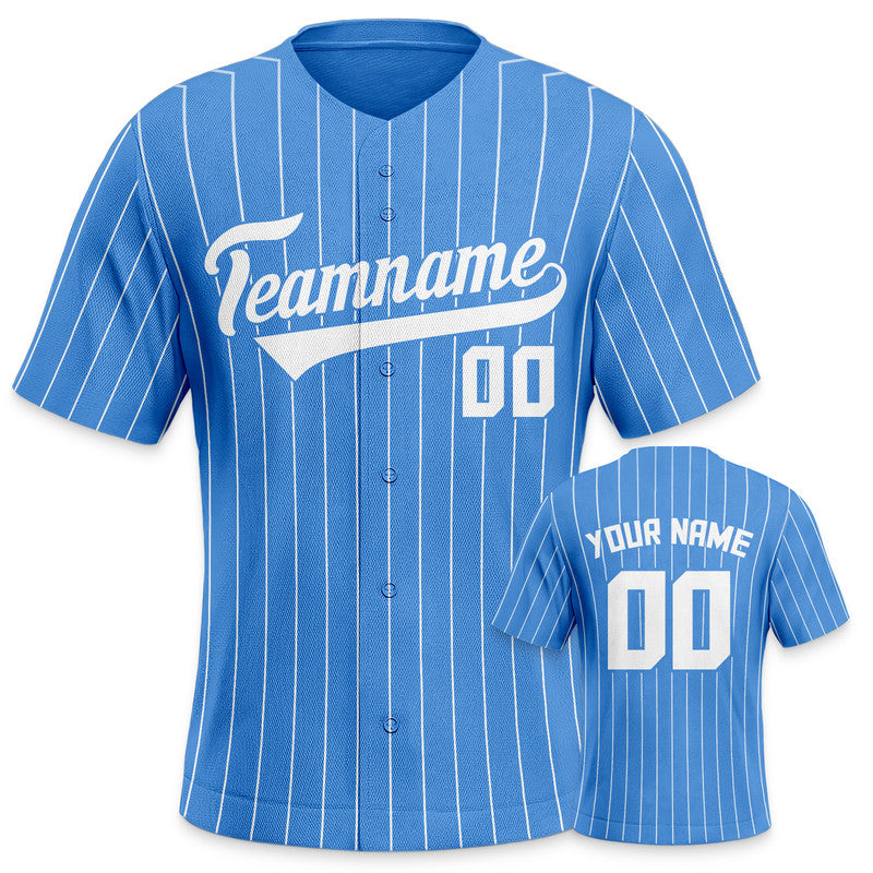 Custom Powder Blue Gray Pinstripe White Gray Authentic Baseball Jersey