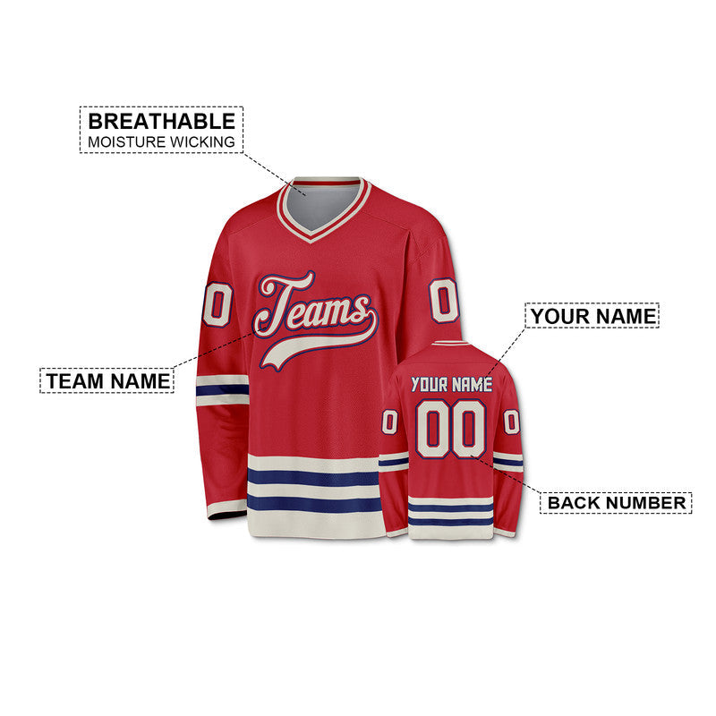 Custom Red Beige-Royal Authentic Hockey Jersey1