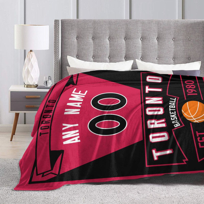 Custom Basketball Toronto Fleece Throw Blanket With Name Number for Fans Gifts