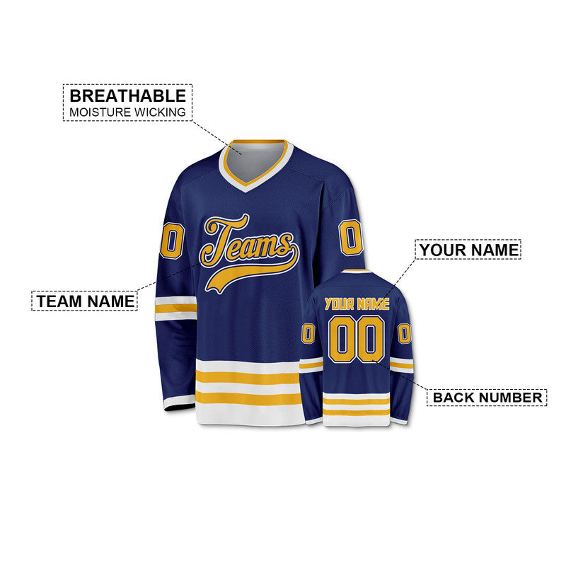 Custom Royal Gold-White Authentic Hockey Jersey