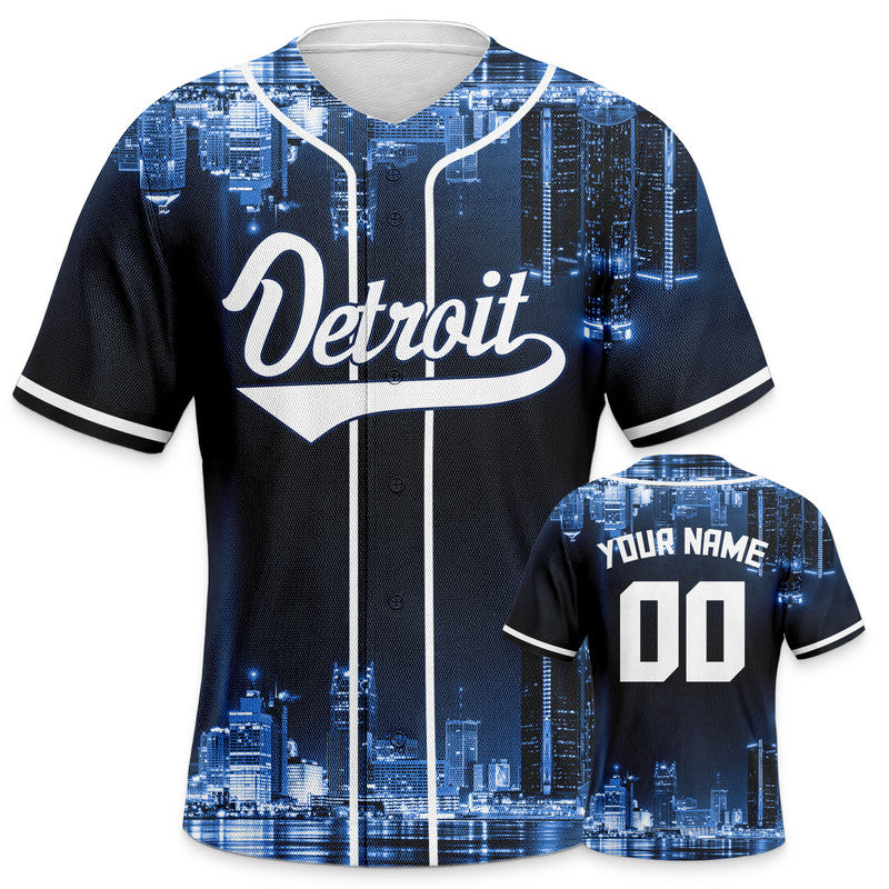 Custom 3D Night View Balck White Authentic Baseball Silhouette Jersey