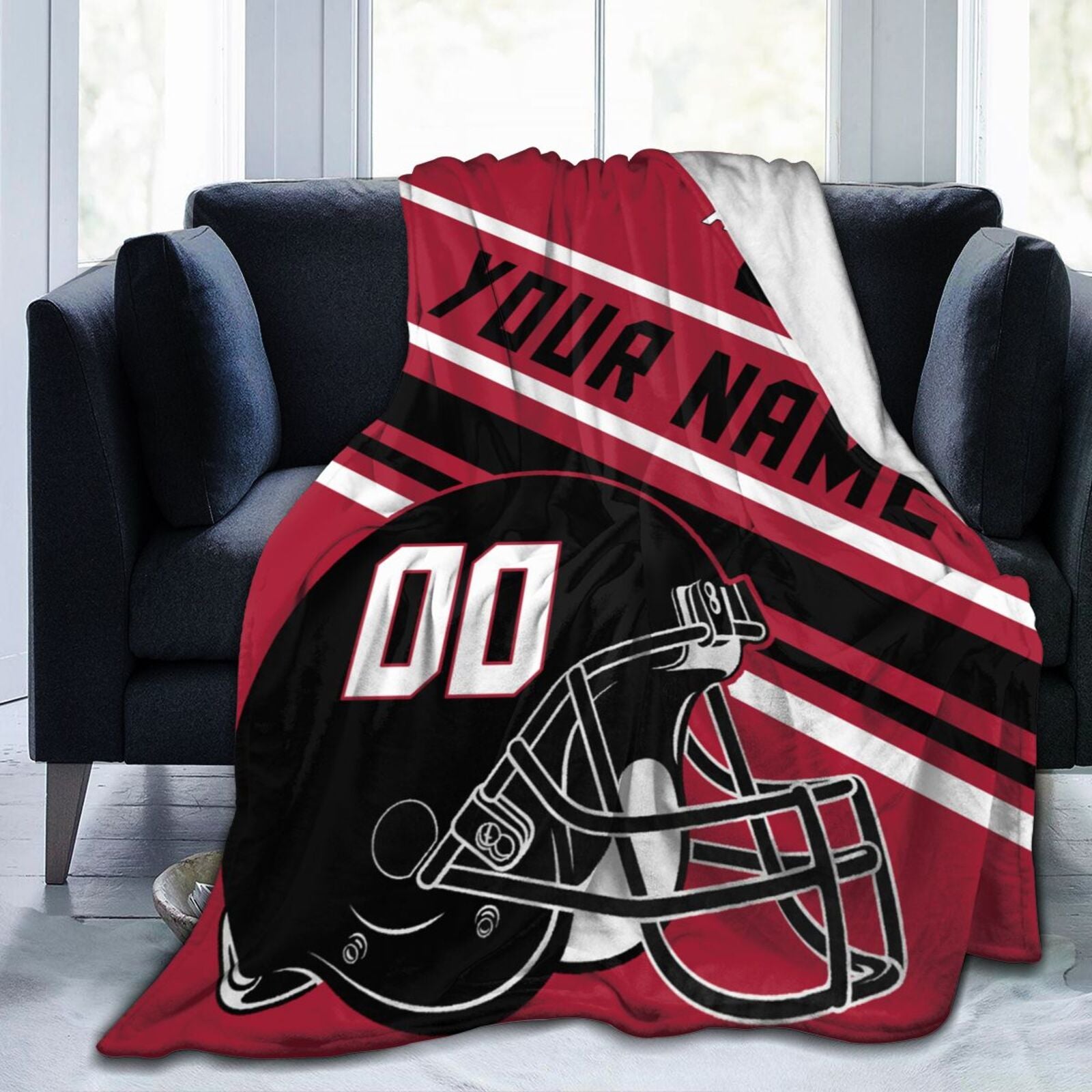 Custom Football City Map Atlanta Fleece Throw Blanket Name Number for Fans Gifts