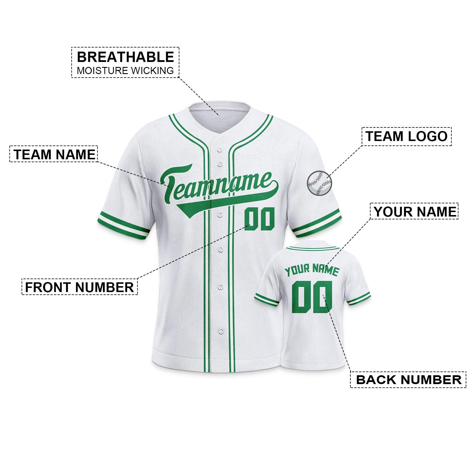 Custom White Green-White Authentic Classic Baseball Jersey