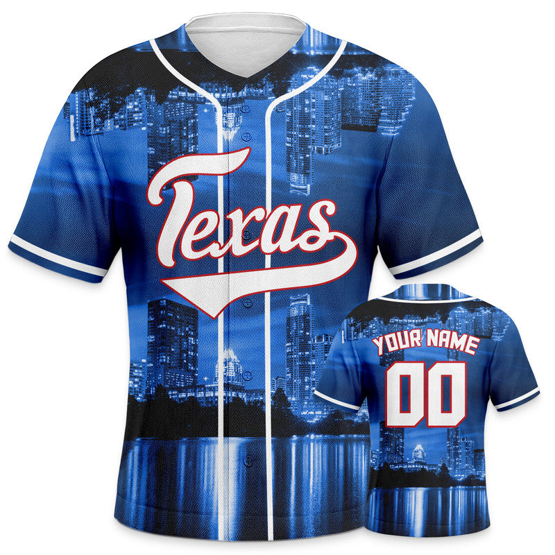 Custom 3D Night View Royal Red-White Authentic Baseball Silhouette Jersey