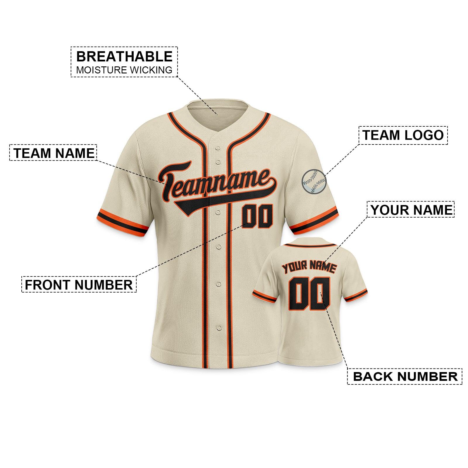 Custom Beige Black-Orange Authentic Classic Baseball Jersey