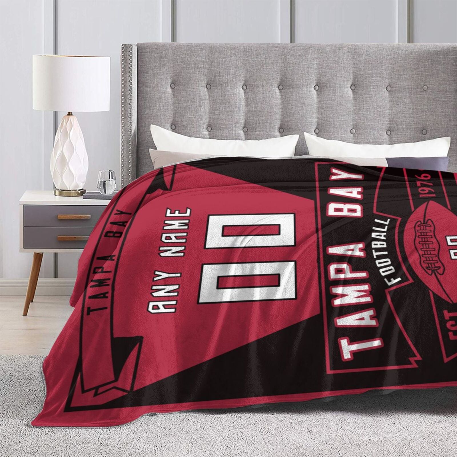 Custom Football City Tampa Bay Fleece Throw Blanket With Name Number for Fans Gifts