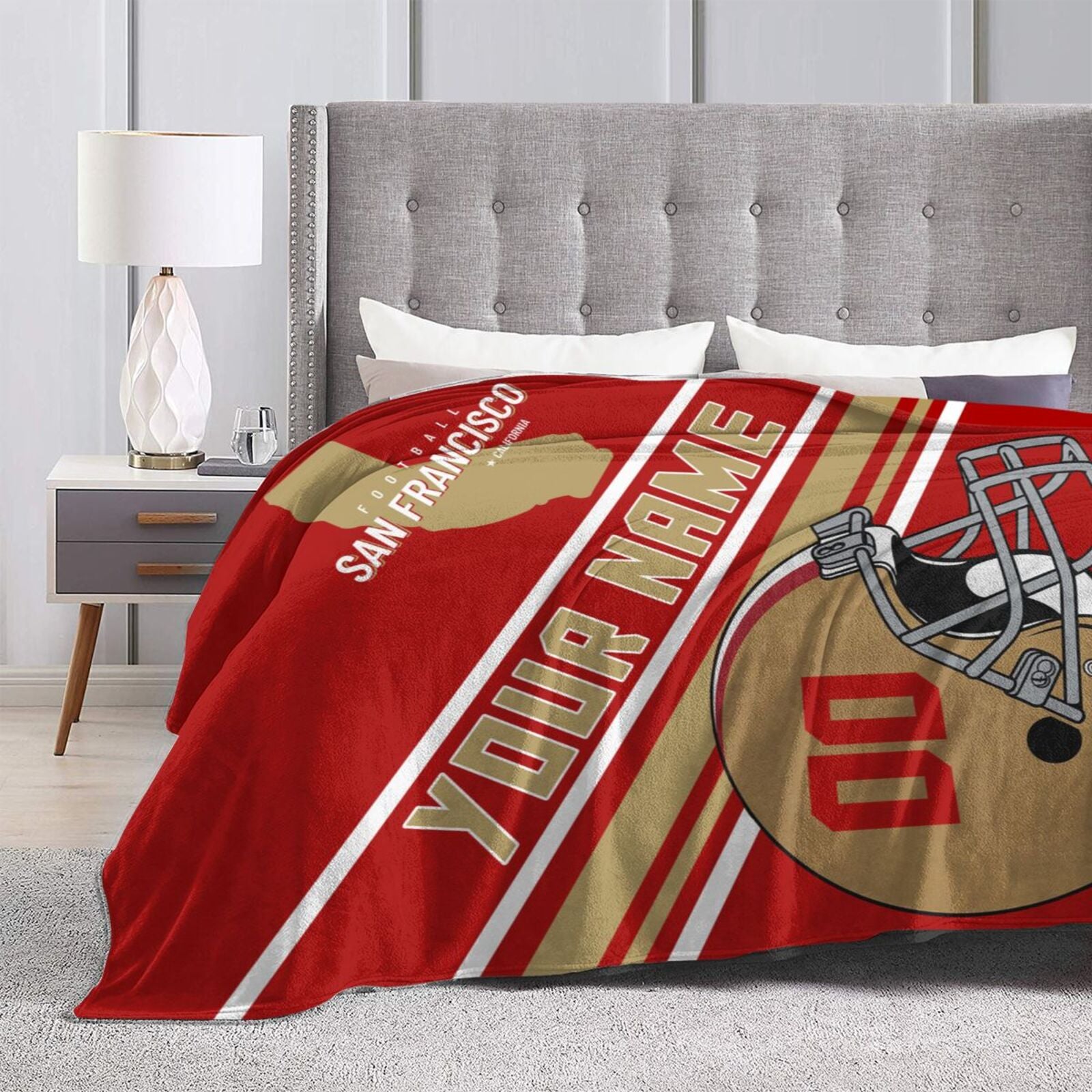 Custom Football City Map San Francisco Fleece Throw Blanket Name Number for Fans Gifts