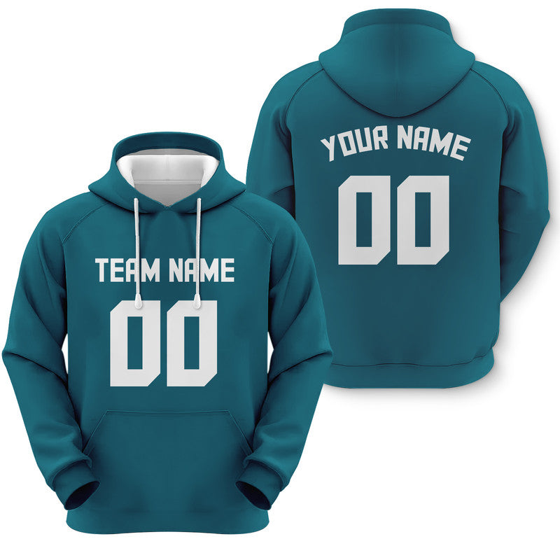 Custom Teal White  Sports Pullover Sweatshirt  Football Hoodie