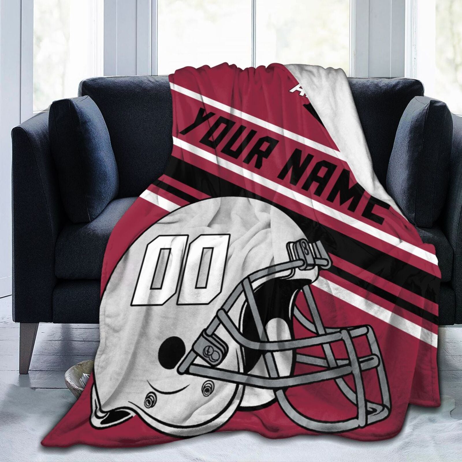 Custom Football City Map Arizona Fleece Throw Blanket Name Number for Fans Gifts