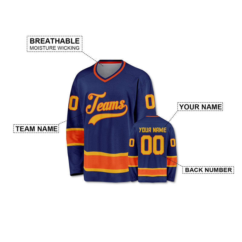 Custom Royal Gold-Orange Authentic Hockey Jersey