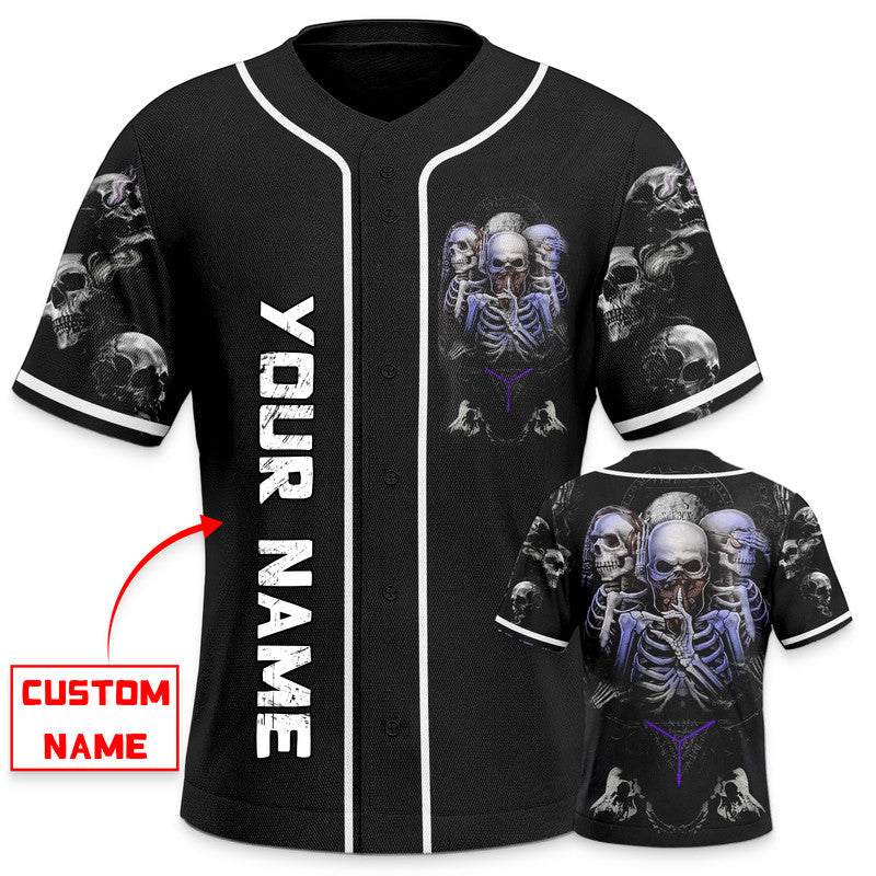 Trio IDC IDK IDGAF Skull Custom Baseball Jersey