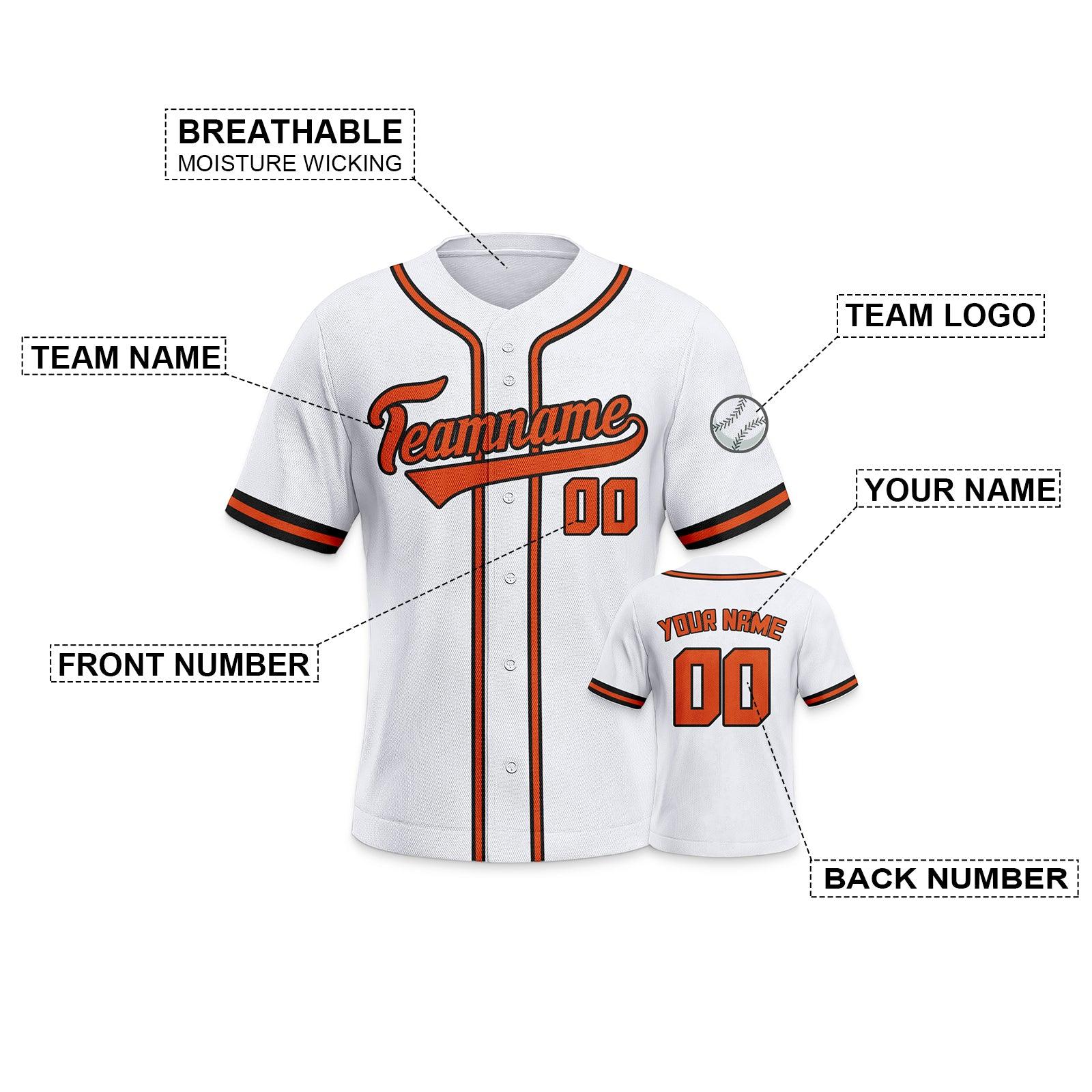 Custom White Orange-Black Authentic Classic Baseball Jersey
