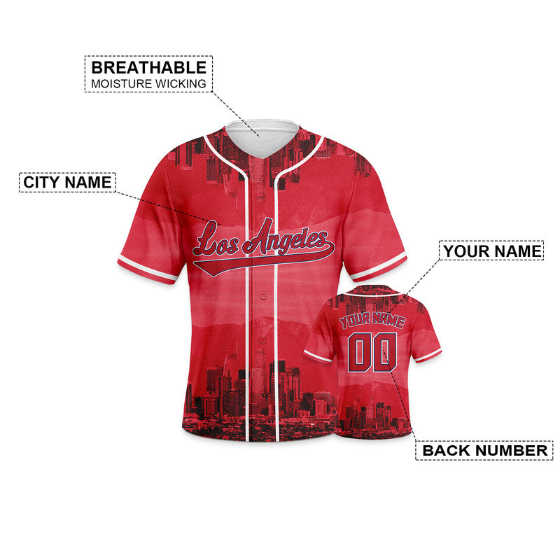 Custom 3D Night View Red White Authentic Baseball Silhouette Jersey