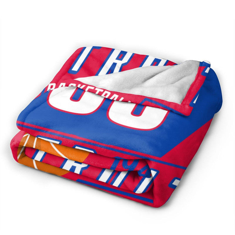 Custom Basketball Detroit  Fleece Throw Blanket With Name Number for Fans Gifts