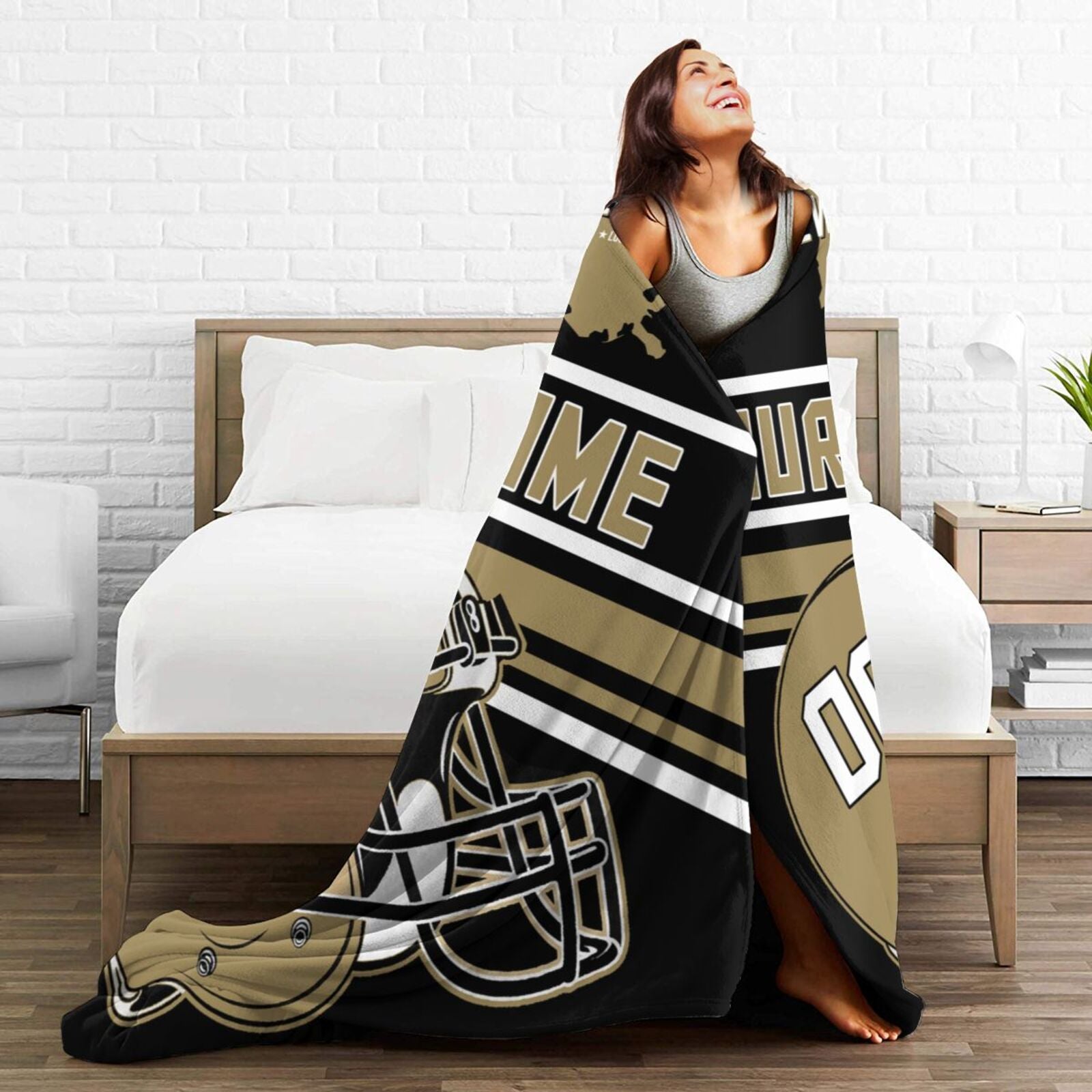 Custom Football City Map New Orleans Fleece Throw Blanket Name Number for Fans Gifts