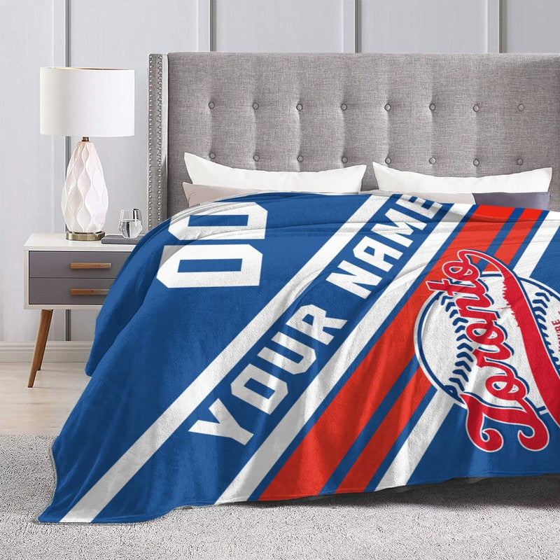 Custom Baseball Toronto  Fleece Throw Blanket With Name Number for Fans Gifts