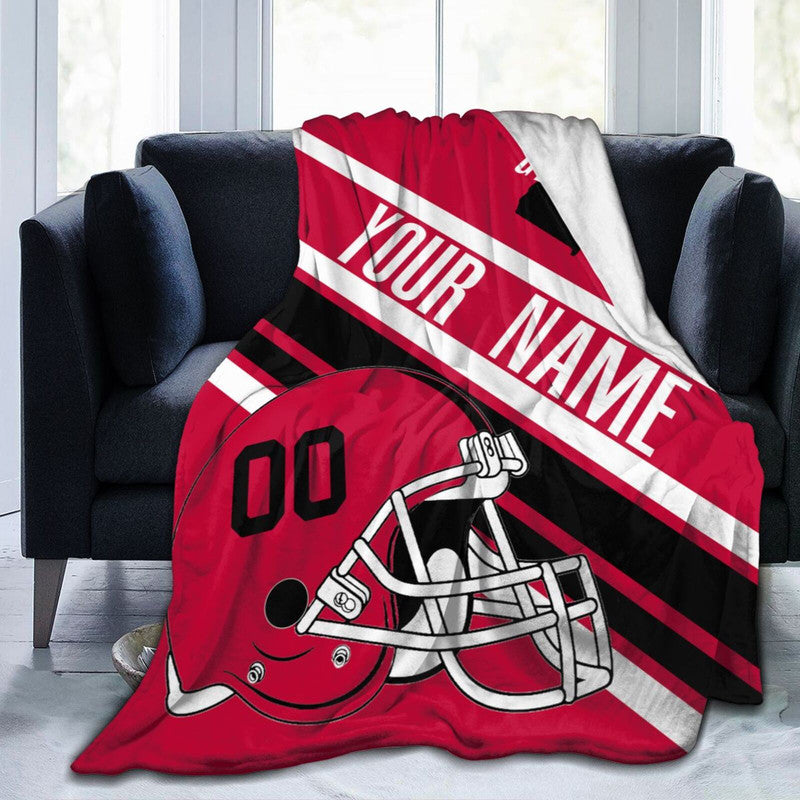 Custom Football Georgia Fleece Throw Blanket With Name Number for Fans Gifts