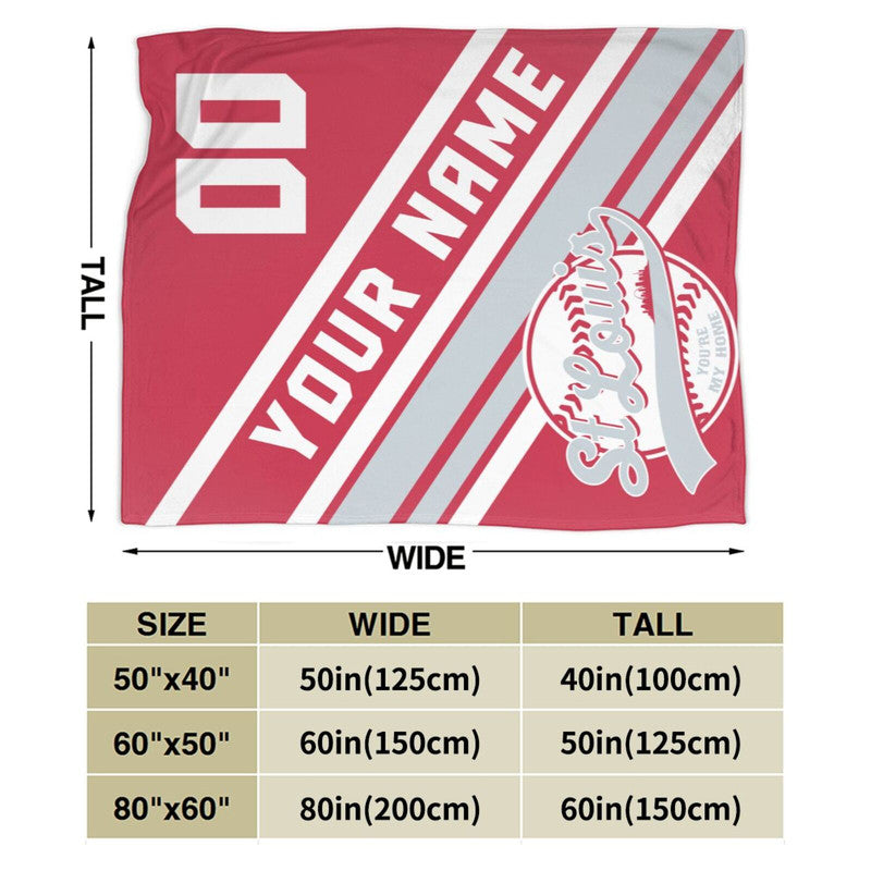 Custom Baseball St Louis Fleece Throw Blanket With Name Number for Fans Gifts
