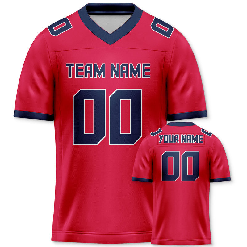 Custom Red Navy Mesh Authentic Football Jersey