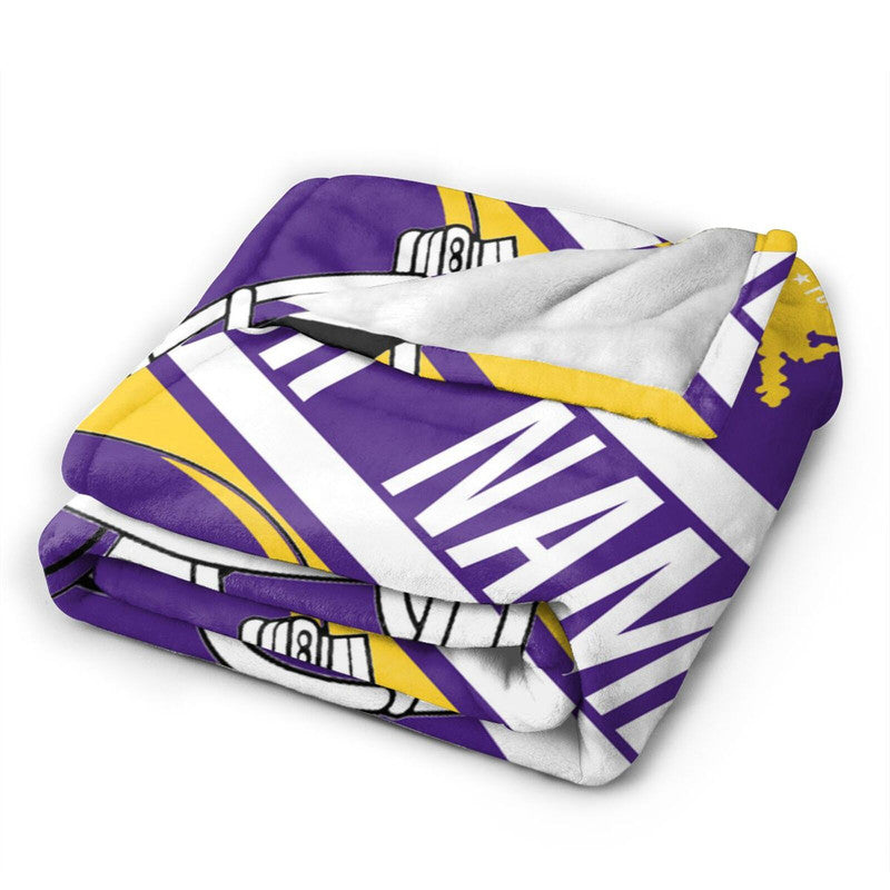 Custom Football LSU Fleece Throw Blanket With Name Number for Fans Gifts