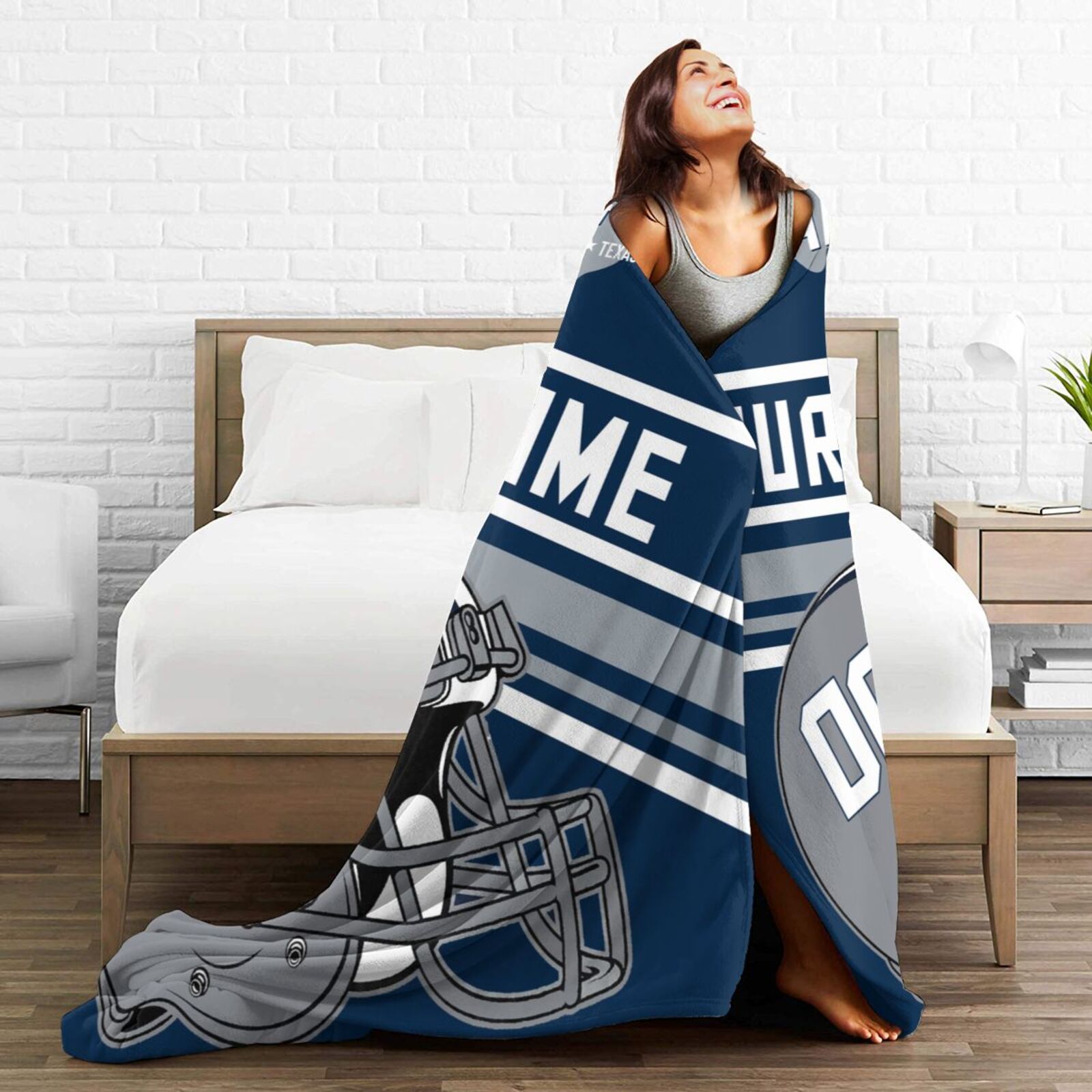Custom Football City Map Dallas Fleece Throw Blanket Name Number for Fans Gifts