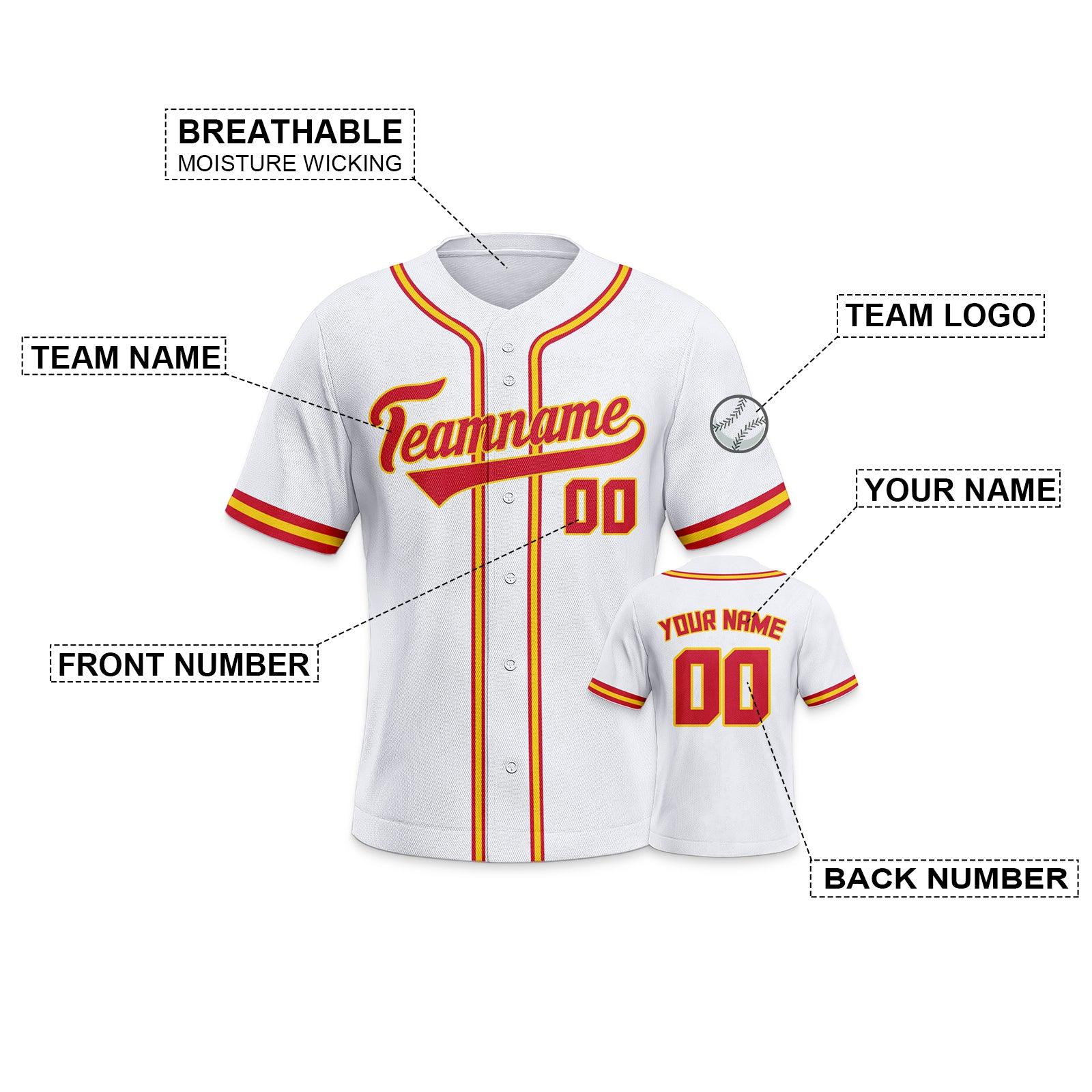 Custom White Red-Gold Authentic Classic Baseball Jersey