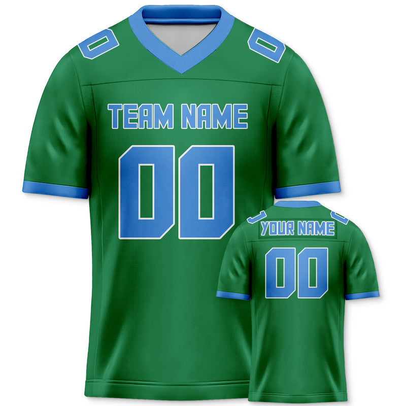 Custom Green Light Blue Mesh Authentic Football Jersey