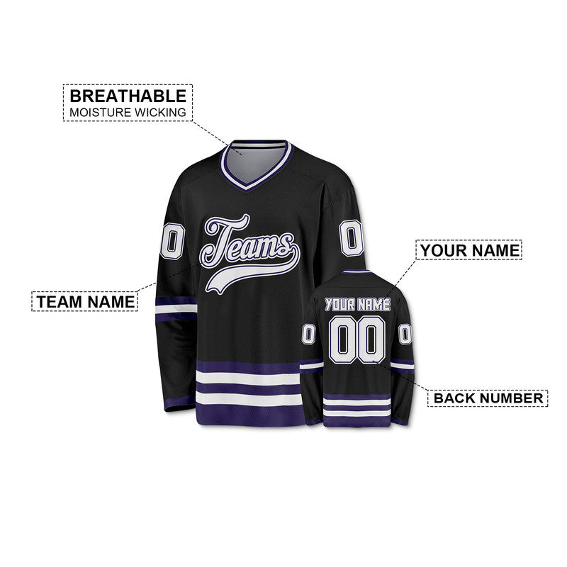 Custom Black White Authentic Hockey Jersey