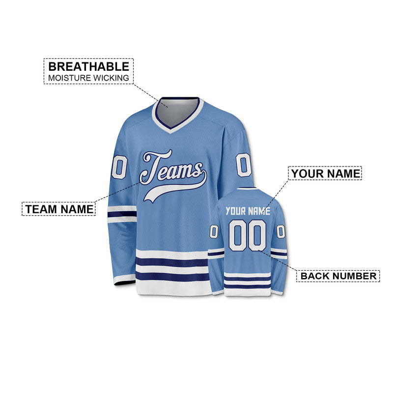 Custom Light Blue White-Royal Authentic Hockey Jersey