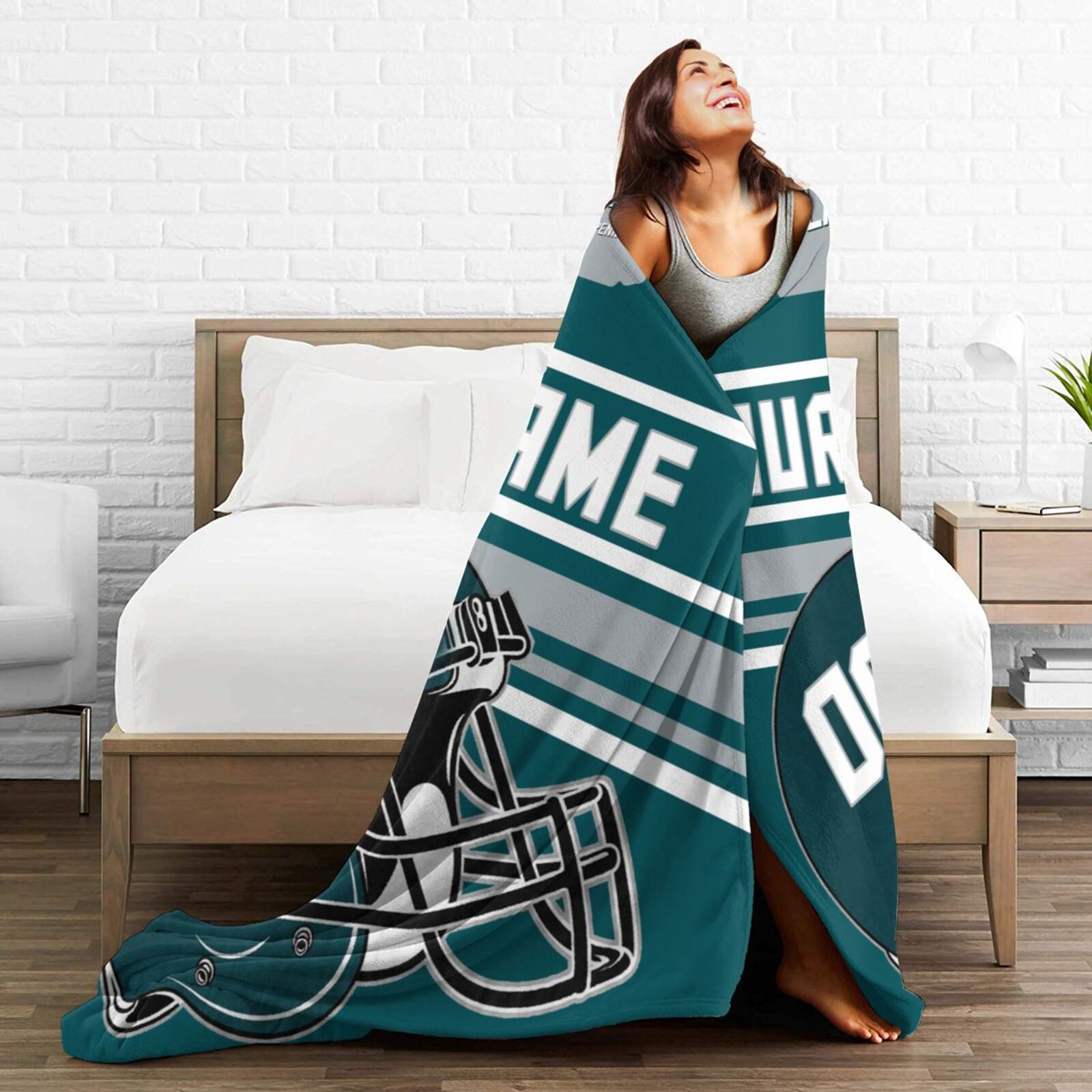 Custom Football City Map Philadelphia Fleece Throw Blanket Name Number for Fans Gifts