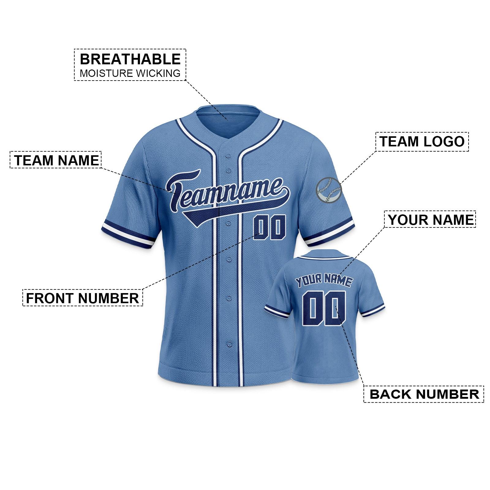 Custom Light Blue Navy-White Authentic Classic Baseball Jersey