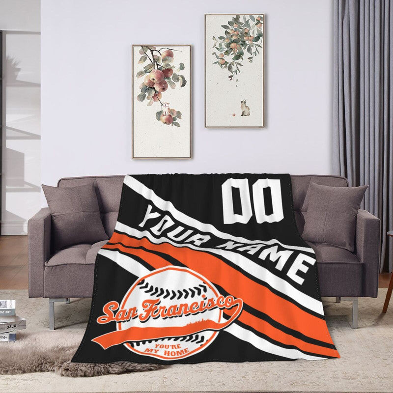 Custom Baseball San Francisco Fleece Throw Blanket With Name Number for Fans Gifts