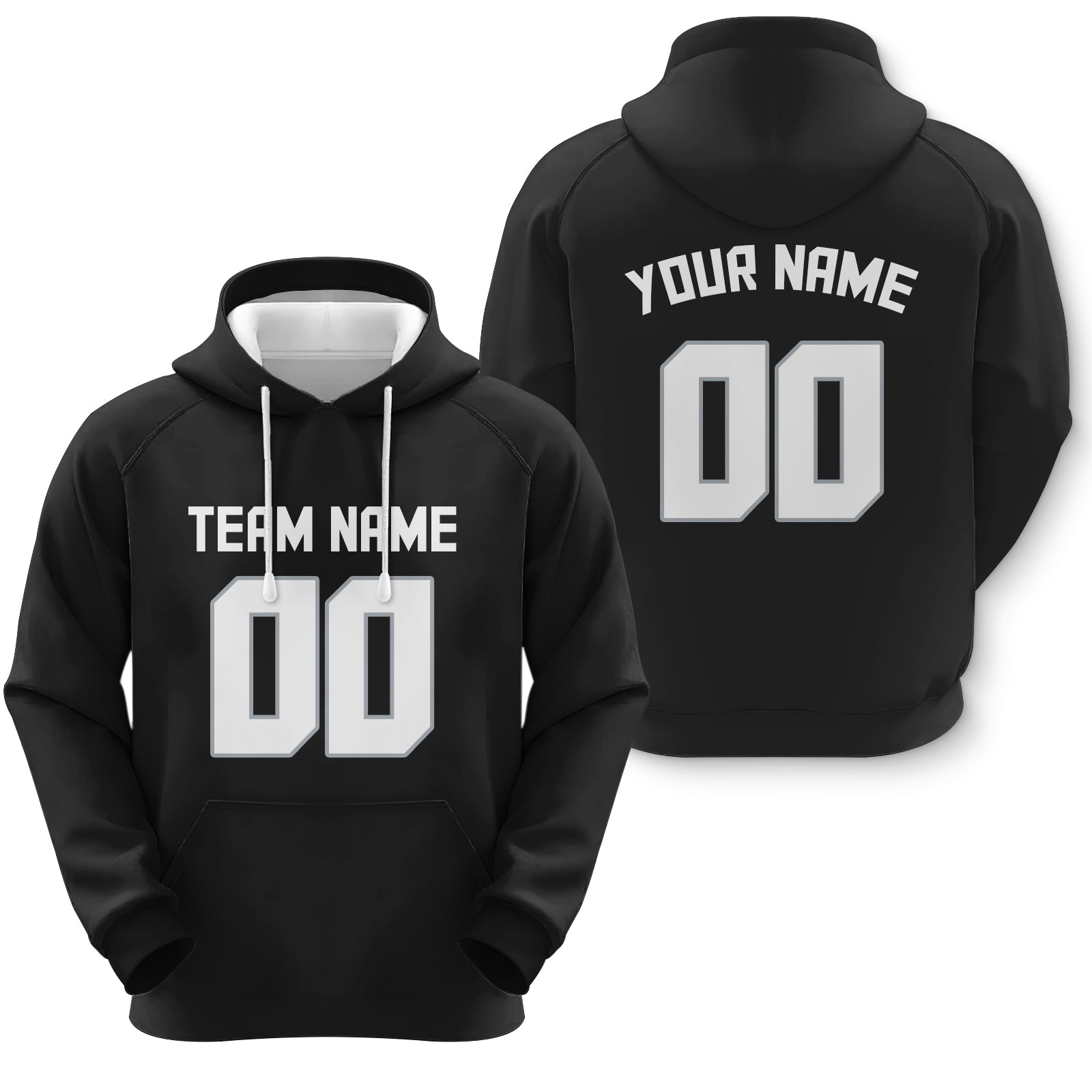 Custom Black White-Gray Sports Pullover  Sweatshirt Football Hoodie