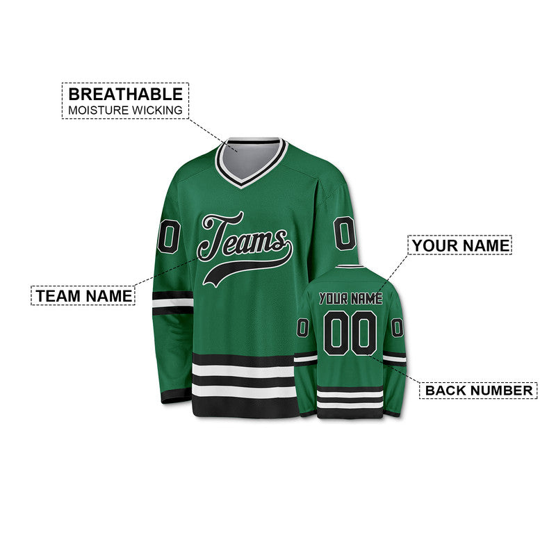 Custom Kelly Green Black-White Authentic Hockey Jersey