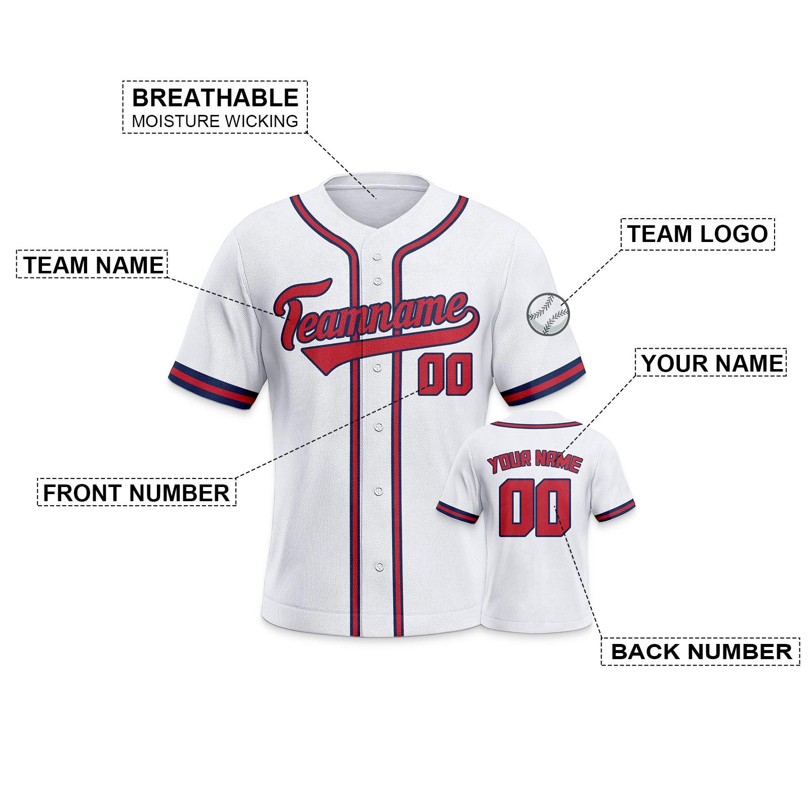 Custom White Red-Navy Authentic Classic Baseball Jersey