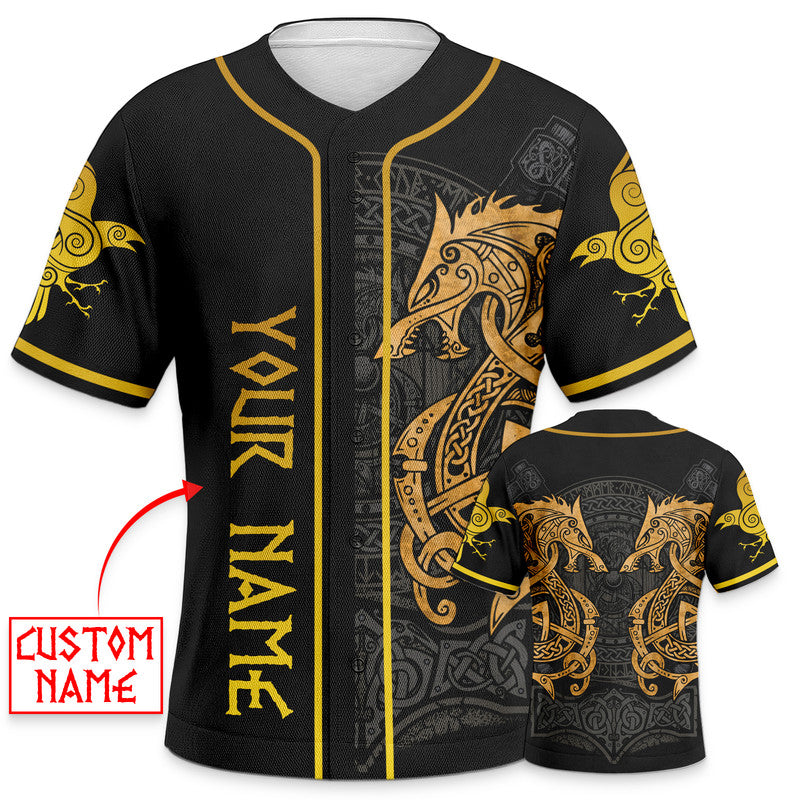 Twin Dragon Viking Yellow Tattoo Custom Baseball Jersey