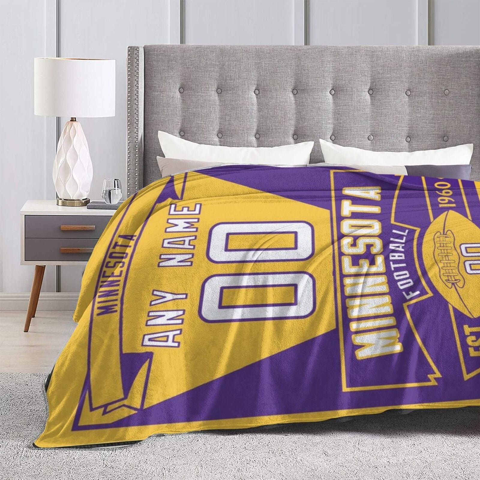 Custom Football City Minnesota Fleece Throw Blanket With Name Number for Fans Gifts
