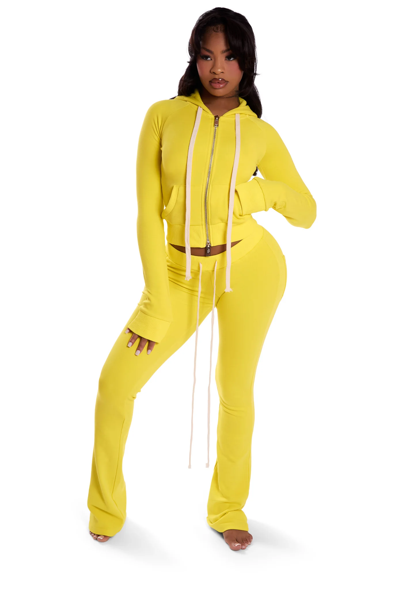 BODY KNITWEAR ZIP HOODIE (YELLOW)